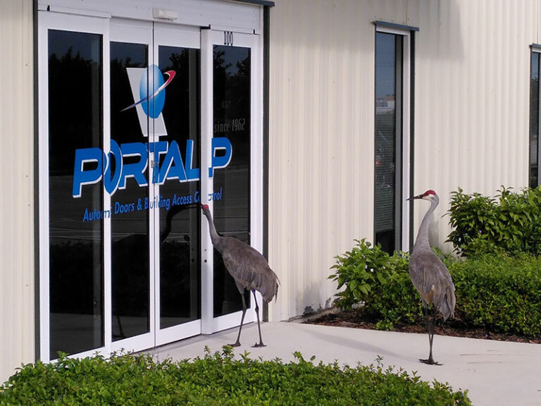 Entrance door of the Portalp head office in Fort Myers, Florida